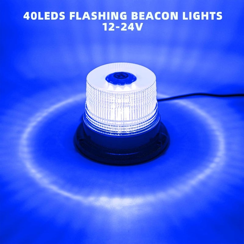 PKINGLAKE Blue LED Beacon Lights 12-24V Warning Safety Flashing Emergency Roadside Strobe Mini Light Bar with Magnetic Base for Snow Plow Truck Construction Vehicles Forklift Tractor Golf Carts 1-Pcs - Image 2